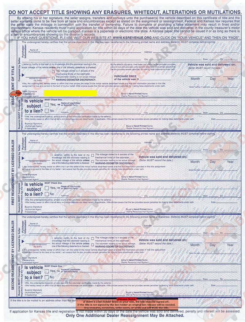 assignment of title kansas